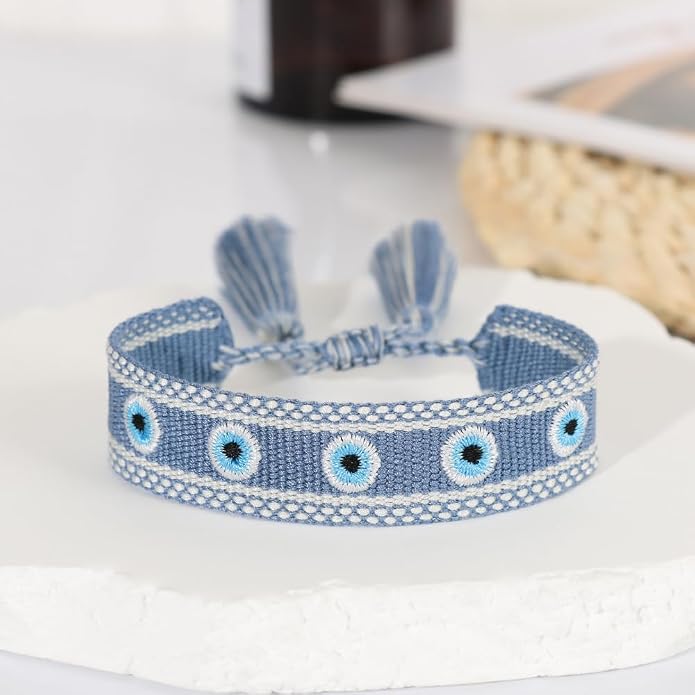 Evil Eye Woven Lover Friendship Bracelets Handmade Adjustable Tassel Friend Gift for Women An Elegant Talisman of Protection and Good Fortune