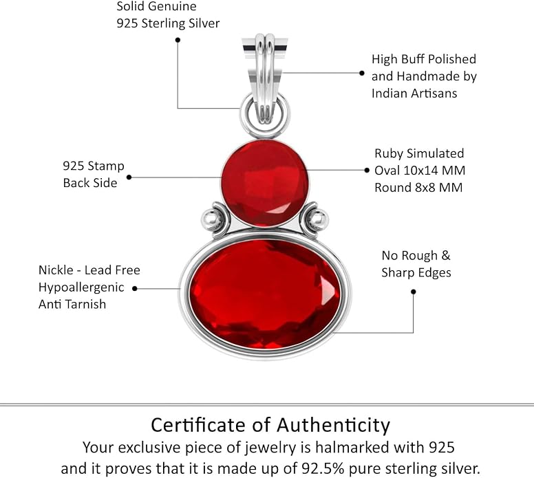 Handmade Genuine 925 Sterling Silver Pendant Necklace Natural Gemstone Crystal, Lapis, Onyx, Amber Oval Round Boho Jewelry For Women