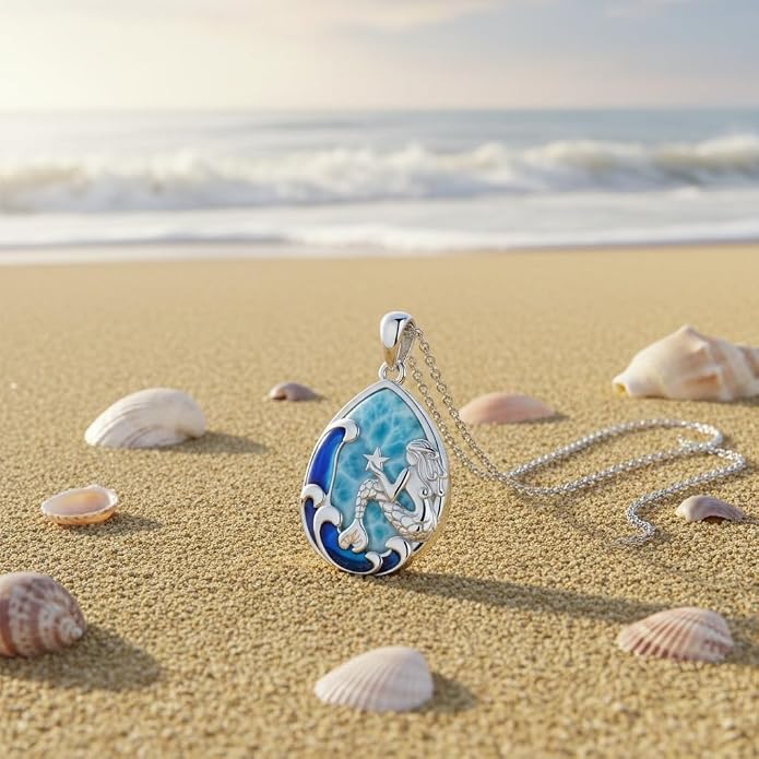 POPLYKE Mermaid Necklace 925 Sterling Silver Classic Necklace Mermaid Pendant Birthday Gifts Jewelry for Women