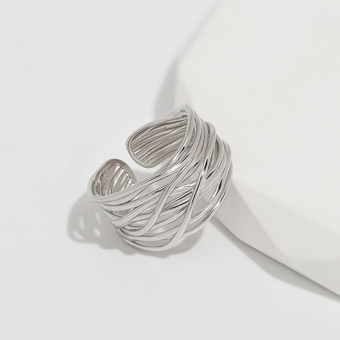 Meissa Gold Thumb Rings for Women Girls Statement Ring Hammered Chunky Band Rings Fashion Wide Band Stackable Index Finger Ring Size Adjustable