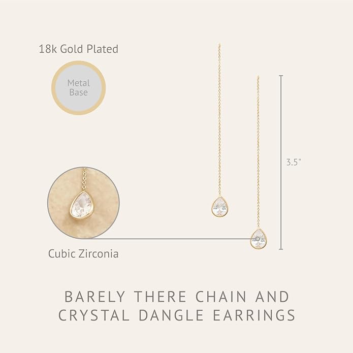 Ettika 18k Gold Plated, Silver Plated, Rhodium Plated Pull Through Threader Earrings. Threaders Minimalist Earring. Womens Jewelry Gifts