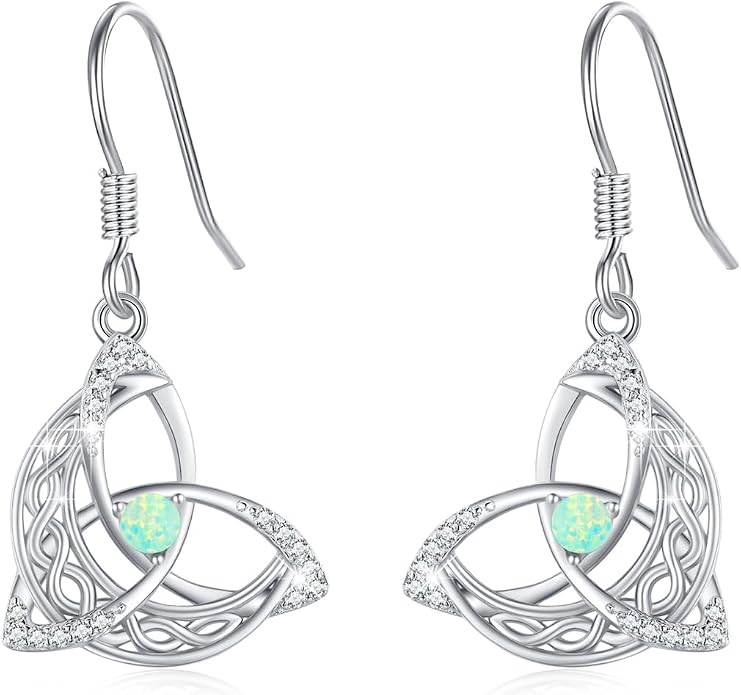 Celtic Knot Earrings 925 Sterling Silver Abalone Drop Dangle Celtic Earrings Gifts for Women