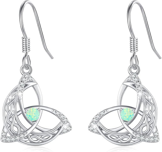 Celtic Knot Earrings 925 Sterling Silver Abalone Drop Dangle Celtic Earrings Gifts for Women