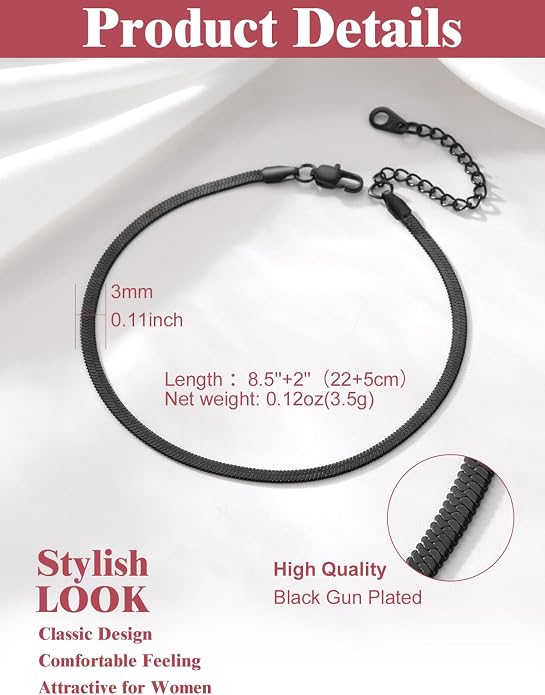 FOCALOOK 14K Gold Plated Anklets for Women Waterproof Plus Size Ankle Bracelet 8.5-10.5 Inch Adjustable Mariner/Figaro/Flat Snake/Cuban Link Chain Anklet Jewelry for Summer Beach Holiday