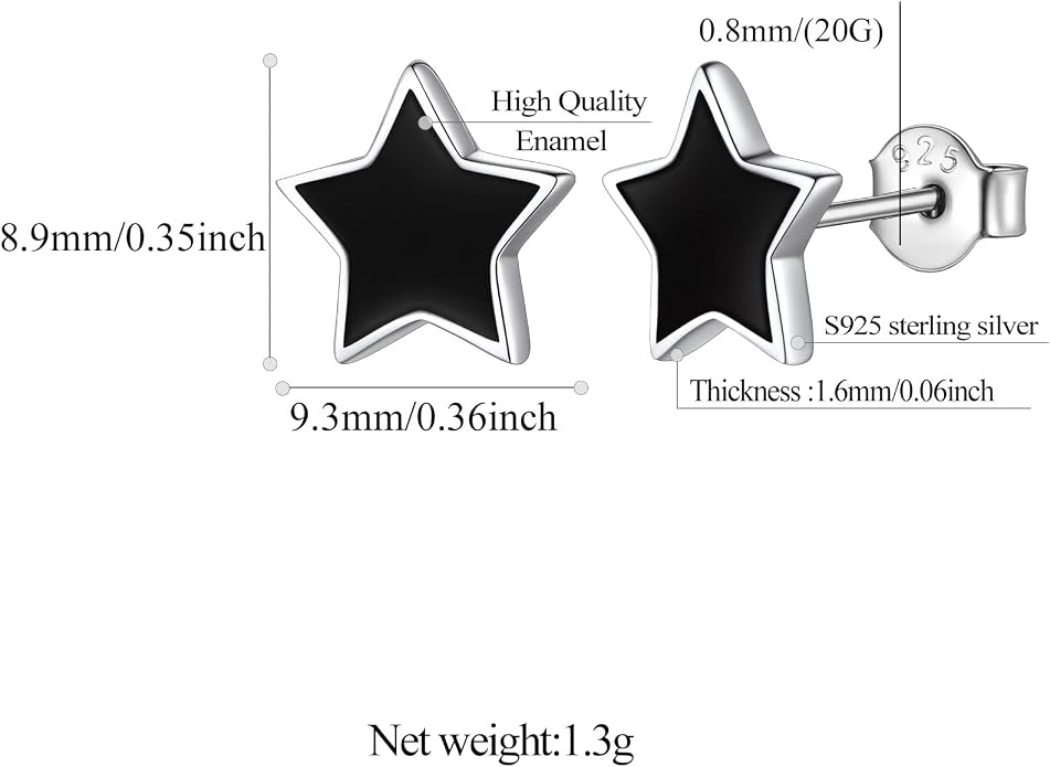 FindChic Hypoallergenic Sterling Silver Small Bar/Heart/Dot/Triangle/Butterfly/Lightning Studs Earrings Minimalist Geometric Jewelry Valentine Gifts for Women Men Girls, with Gift Box