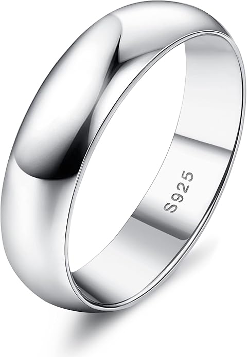MILACOLATO 925 Sterling Silver Ring for Women Men High Polished Plain Stackable Thumb Rings Tarnish Resistant Wedding Band Ring Comfort Fit Size 4 to 12, 1mm 2mm 3mm 4mm 5mm 6mm