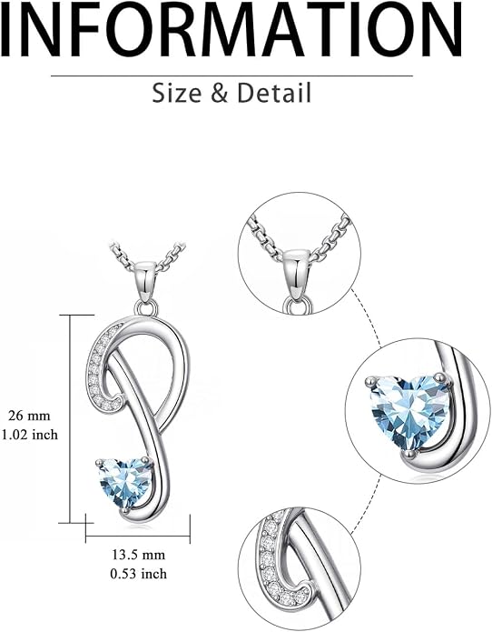Birthday Gifts for Women Alphabet A to Z Initial Birthstone Pendant Necklaces for Women - 18k White Gold Plated Personalized Name Jewelry Anniversary Graduation Gifts for Wife Her Daughter Girlfriend(with Gift Box)