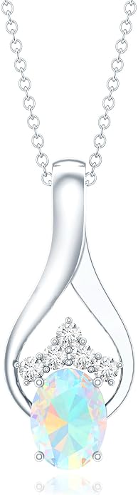Natural 1.2 Carat Ethiopian Opal Teardrop Necklace With Silver Chain, AAA Quality - Fine Jewelry Gift