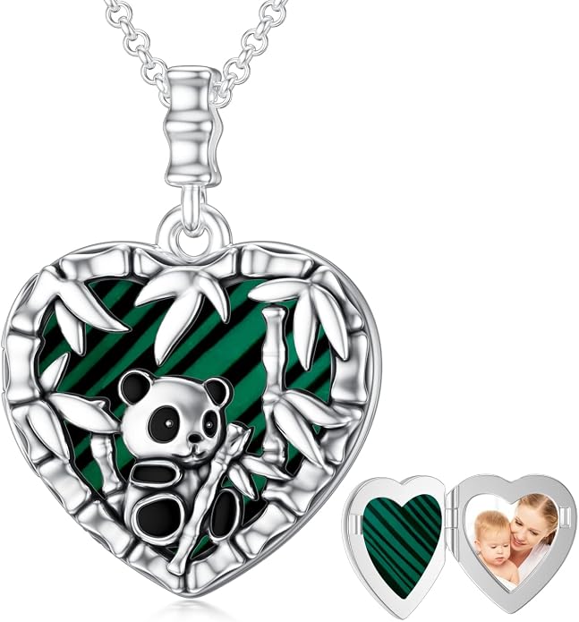 SOULMEET Personalized Silver Locket Necklace That Holds Pictures Photo Keep Someone Near to You, Memorial Custom Lockets Necklaces Letters Engraving for His Her