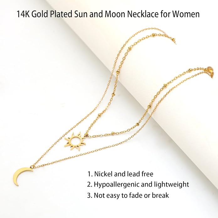 14K Gold Plated Paper Clip Chain Link Necklace Satellite Cross Key Starfish Turquoise Heart Necklace for Women