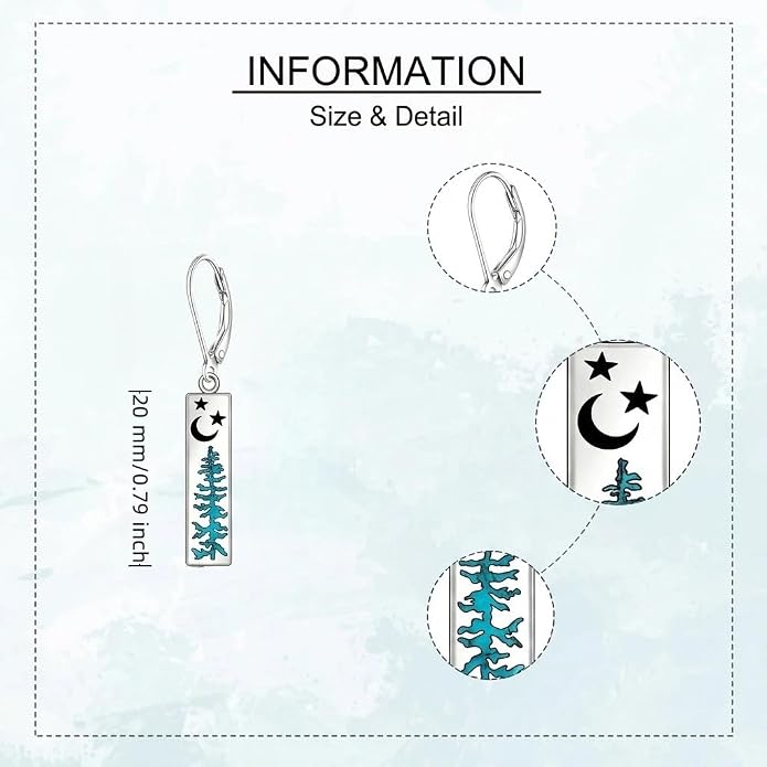 Mountain Earrings 18K White Gold Plated Turquoise/Abalone Shell Mountain Dangle Drop Earrings Jewelry Gift for Skiers, Hikers, Campers, Climbers Lovers
