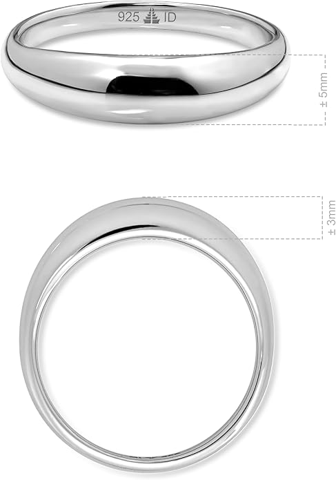 DEVATA Gold or Rhodium Plated Sterling Silver 925 – Eternity, Band Ring for Women – Heart, Knot, Clover, Infinity, Mariner, Cable, Curb, Cuban, Figaro, Daisy, Rope, Ribbed, Dome