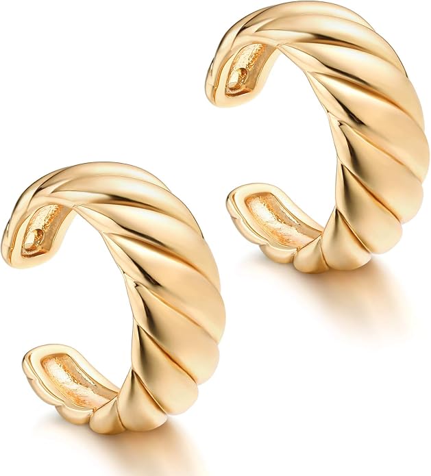 MYEARS Women Ear Cuff Earring Gold Non Pierced Ear Cartilage Clip on Wrap Hoop 14K Gold Filled Tiny Boho Beach Simple Minimalist Delicate Handmade Hypoallergenic Jewelry Gift-Sold as Single/Pair