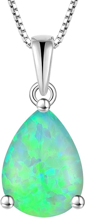 YL Teardrop Necklace 925 Sterling Silver Solitaire Pendant 9x12 MM Pear Cut Multicolored Birthstone Jewelry for Women