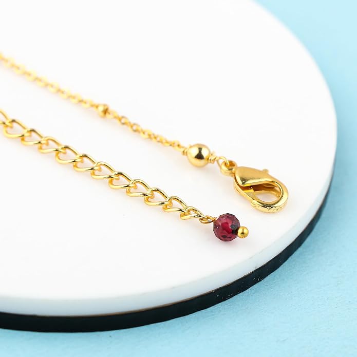 Satellite Chain Necklace 16+2 Inch Gold Plated – Dainty Layering Jewelry with Gemstone Beads – Minimalist Choker Necklace for Women – Delicate Gift for Her