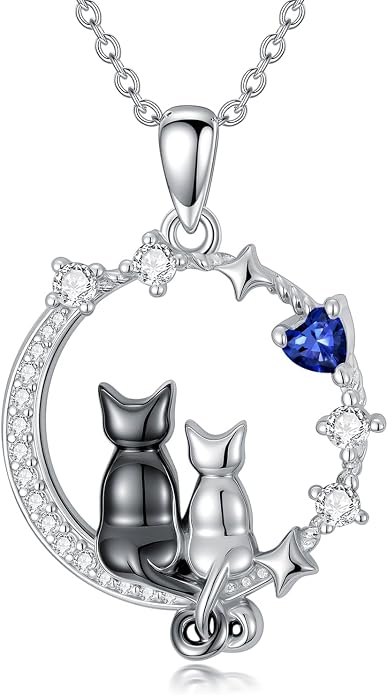 PELOVNY Teddy Bear Necklace for Women 925 Sterling Silver Bear/Highland Cow/Fox/Cat/Axolotl Birthstone Necklace Christmas Birthday Jewelry Gifts for Mom Daughter Wife Sister
