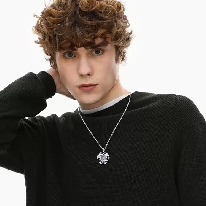 Viking Necklace 925 Sterling Silver Celtic Nordic Runes Amulet Necklace Viking Jewelry for Men Women