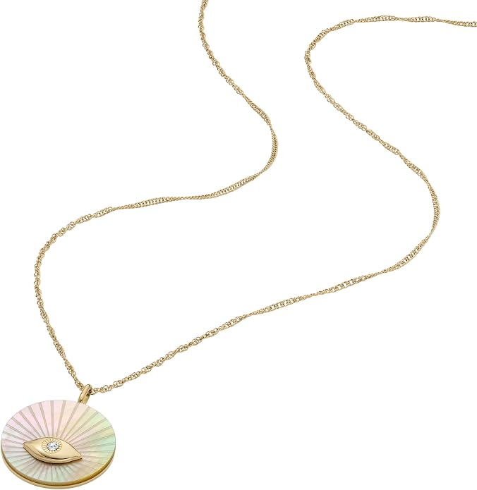 Fossil Women's Gold-Tone Stainless Steel Pendant Chain Necklace for Women