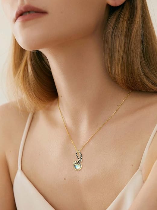 Octopus Tentacles Necklace with Gemston 925 Sterling Silver Octopus Pendant for Women Ocean Jewelry Gift for Women
