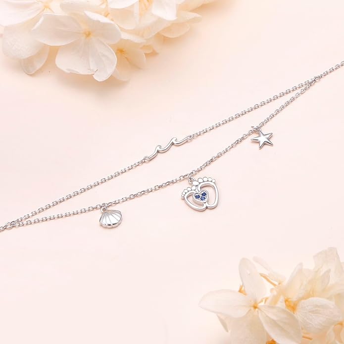 S925 Sterling Silver Anklets Adjustable Beach Foot Ankle Bracelet Jewelry Gifts For Women Girls
