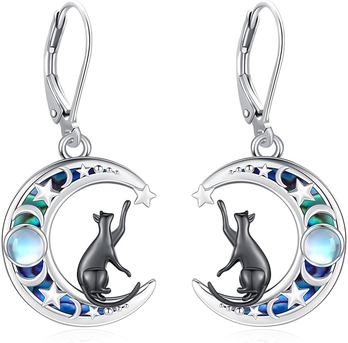 Dangle Earrings Sterling Silver Moonstone/Turquoise/CZ/Crystal Earrings for Women Tree of Life Animal Filigree Leverback Earrings Jewelry Gifts