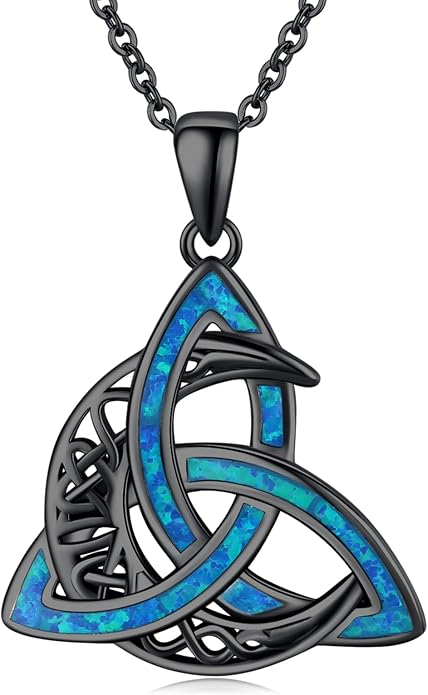 CHENGHONG Celtic Moon Necklace for Women 925 Sterling Silver Celtic Knot Moonstone Pendant Necklace Crescent Irish Necklaces Celtics Jewelry Gift for Women Men