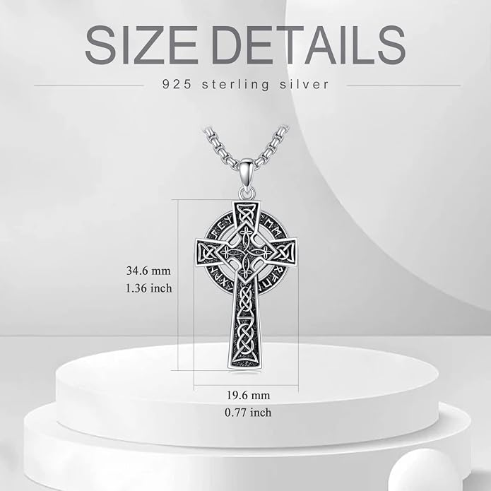 KXJ S925 Sterling Silver Black Cross/Best Dad/Baseball Bat/Silver Cross/Ankh Cross/Crucifix with 22+2 Inches Stainless Steel Rolo Chain Cross Necklace for Men Women Christian Religious Jewelry Gifts