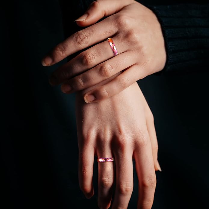TRUMIUM Tungsten Wedding Rings for Men Women 4MM 6MM 8MM Mens Wedding Band Black/Rose Gold/Gold Plated Rings Hammered Matte Finish Jewelry Comfort Fit Size 5-13