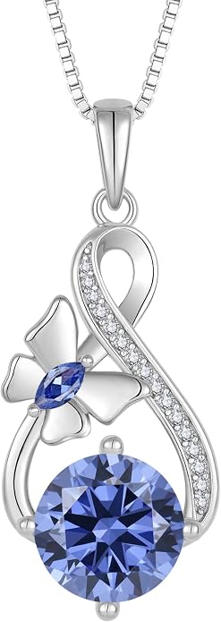 Butterfly Necklaces for Women 925 Sterling Silver Infinity Pendant Necklace Birthstone Jewelry Gifts for Her