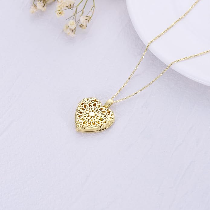 SOULMEET Personalized Silver Locket Necklace That Holds Pictures Photo Keep Someone Near to You, Memorial Custom Lockets Necklaces Letters Engraving for His Her