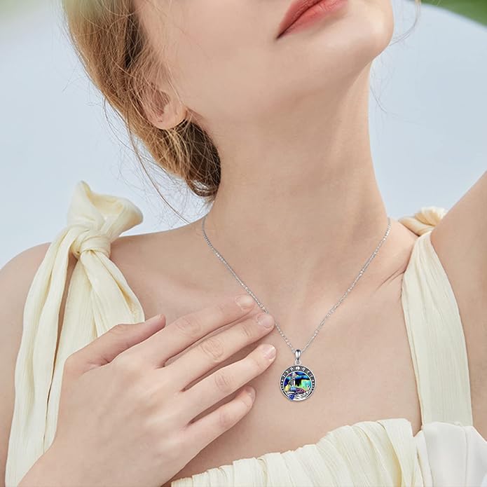 LUHE Mermaid Necklace Jewelry Gifts Sterling Silver Sea Mermaid Crescent Moon and Star Necklace with Flower Pendant Birthday Gifts for Daughter Women