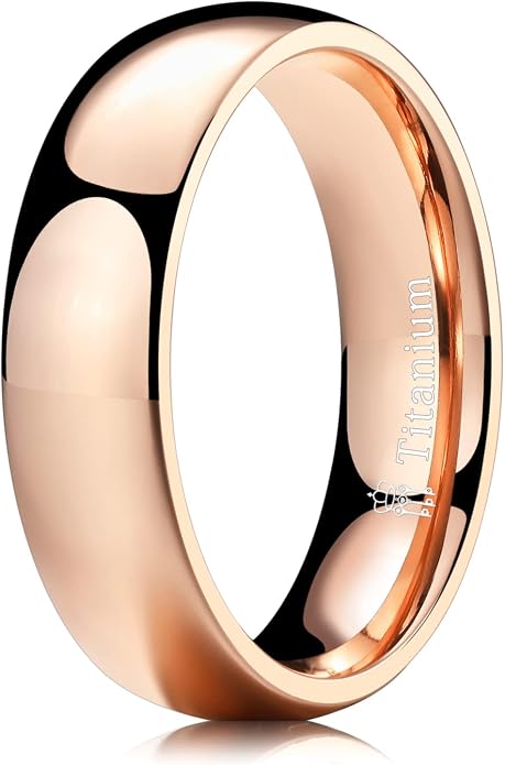 THREE KEYS JEWELRY 2mm 4mm 6mm 8mm Titanium Wedding Band for Men Women, Classic Domed & Step Edge High Polished Comfort Fit Anniversary Ring, Size 4-15