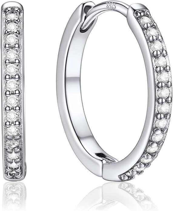 PROSTEEL Hoop Earrings for Women, Huggie Hoop with 925 Sterling Silver Post, 8/10/12/14/16/18/20mm Small Huggie Hoops, 14K Gold Plated/Silver/Black/Rose Gold Hypoallergenic Earrings Jewelry