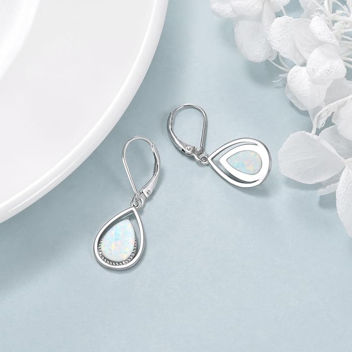 VONALA Dangle Earrings 925 Sterling Silver Opal Larimar Lapis Sapphire Turquoise Moss Agate Crystal Dangling Earrings Jewelry Gift for Women