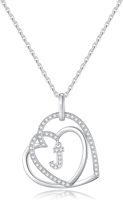 Infinity Heart Necklaces for Women, S925 Sterling Silver Initial Necklace Womens Jewelry Mothers Day Gifts Girls Valentines Gifts for Her Christmas Birthday Gifts for Women Mom Wife Girlfriend