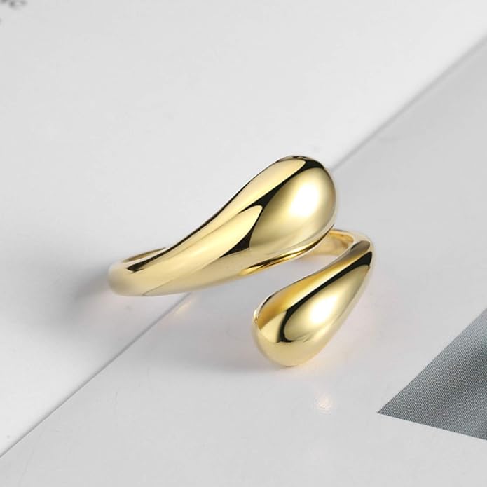 YBMYCM 3-10Pcs Dome Rings Set Chunky Gold Ring for Women Men 14k Gold Plated Thick Adjustable Statement Ring Gold/Silver