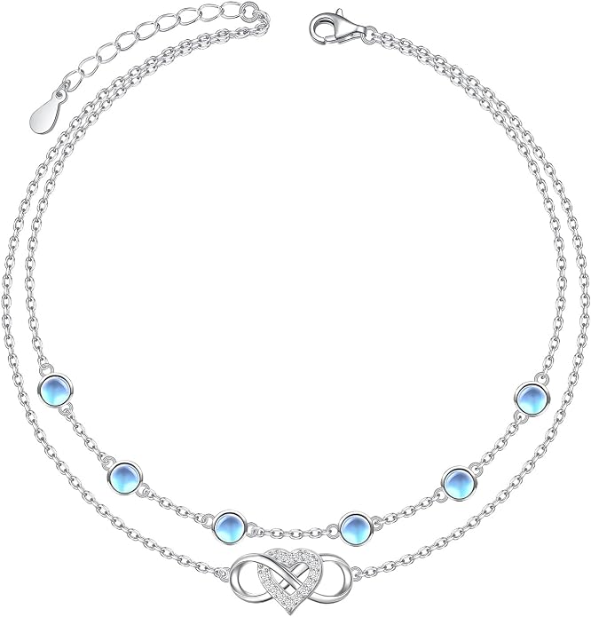 S925 Sterling Silver Ankle Bracelets Butterfly/Evil Eye/Anchor/infinity/Beach Anklet for Women Opal Moonstone Foot Chain Beach Jewelry