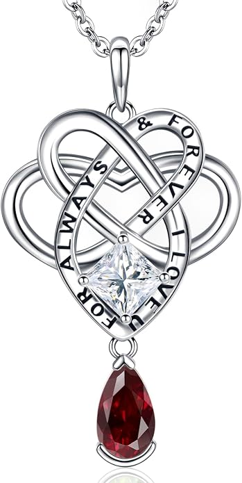 Birthstone Necklace for women Celtic Jewelry Trinity Necklace Pendant 925 Sterling Silver Necklace Birthday Valentines Gift for Her Cable Length 18"