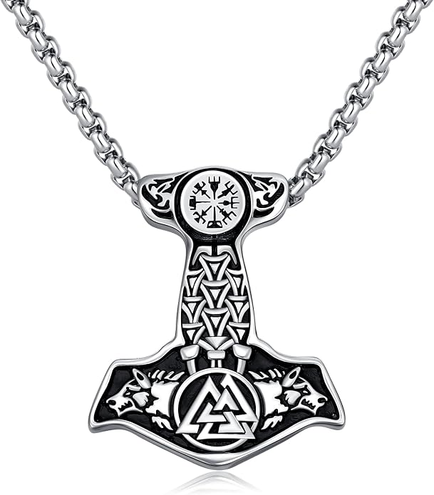 Thors Hammer Necklace for Men Women 925 Sterling Silver Viking Mjolnir Necklace with Stainless Steel Chain Thor's Hammer Necklace Thor Hammer Necklace