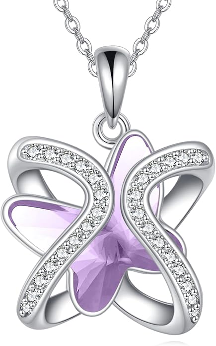 Crystal Necklace 925 Sterling Silver Crystal Pendant Necklace for Women Gift for Women