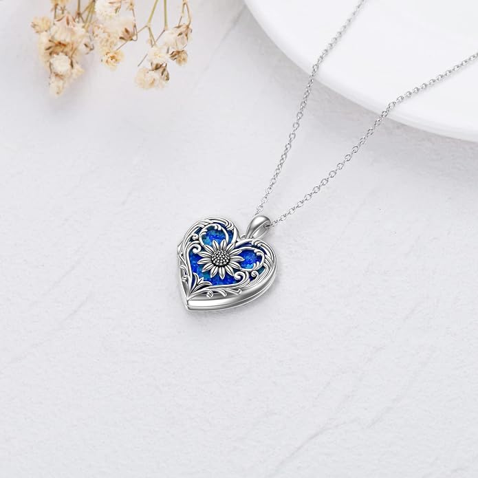 SOULMEET Personalized Silver Locket Necklace That Holds Pictures Photo Keep Someone Near to You, Memorial Custom Lockets Necklaces Letters Engraving for His Her