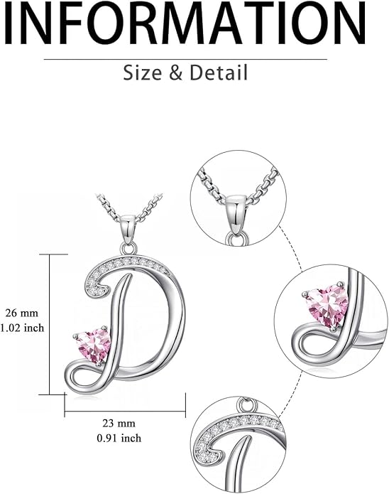 Birthday Gifts for Women Alphabet A to Z Initial Birthstone Pendant Necklaces for Women - 18k White Gold Plated Personalized Name Jewelry Anniversary Graduation Gifts for Wife Her Daughter Girlfriend(with Gift Box)