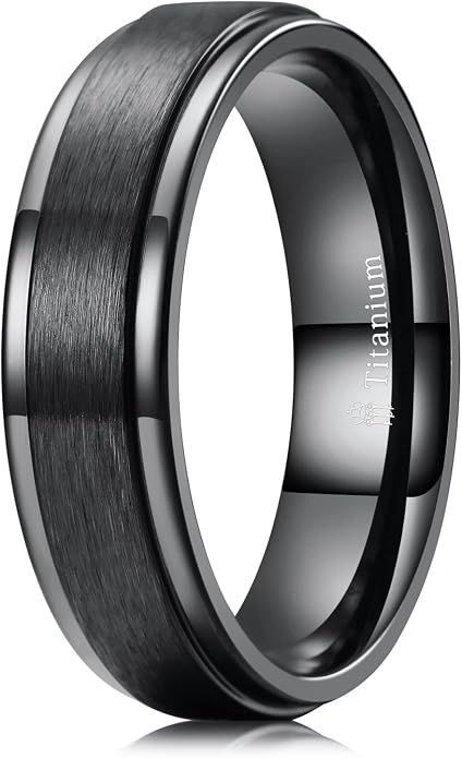 THREE KEYS JEWELRY 2mm 4mm 6mm 8mm Titanium Wedding Band for Men Women, Classic Domed & Step Edge High Polished Comfort Fit Anniversary Ring, Size 4-15