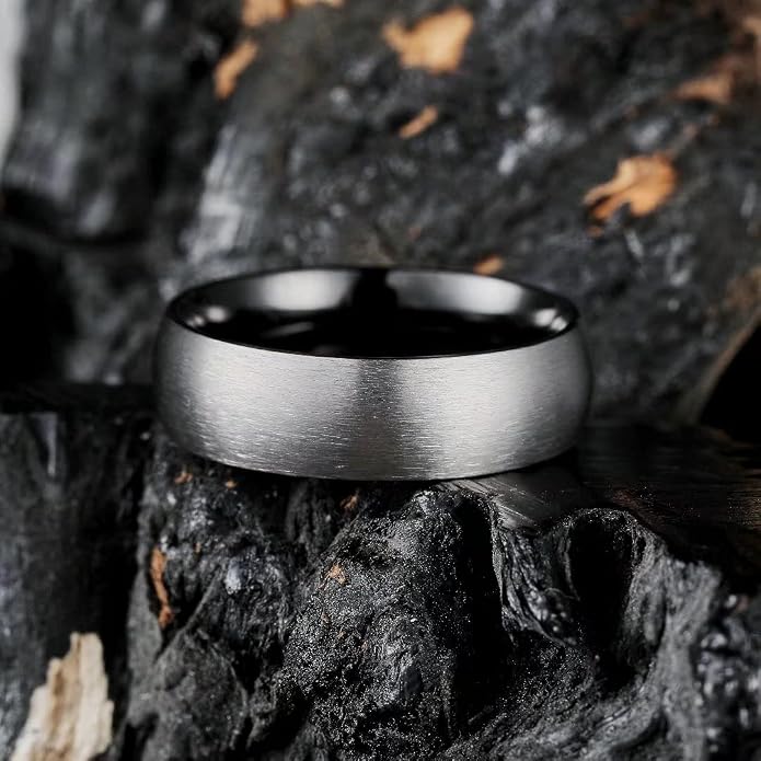 King Will Titanium Wedding Band for Men Women-Sliver/Black/Gold Plated Pure Titanium Wedding Ring, 3-9mm Widths Available Brushed Matte Design Comfort Fit Size 4-16