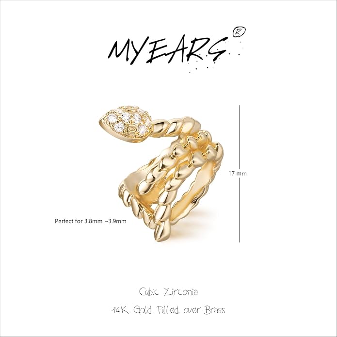 MYEARS Women Ear Cuff Earring Gold Non Pierced Ear Cartilage Clip on Wrap Hoop 14K Gold Filled Tiny Boho Beach Simple Minimalist Delicate Handmade Hypoallergenic Jewelry Gift-Sold as Single/Pair