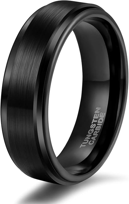 TRUMIUM 4mm 6mm 8mm Tungsten Rings for Men Women Silver Blue Rose Gold Plated Black Tungsten Wedding Band Matte Brushed Finish Comfort Fit Size 4-15
