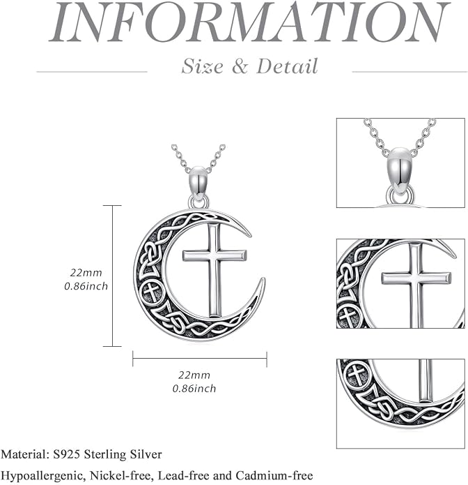 Cross/Pentagram/Tree of Life/Celtic Trinity/Anchor/Thor's Hammer/Sun/Eye of Horus Necklace Moon Pendant Mothers Day Gifts for Women