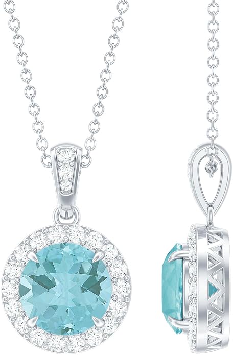 Natural 2 Carat Sky Blue Topaz Necklace With Silver Chain, Aaa Quality, Blue Topaz Birthstone Necklace - Ready To Gift