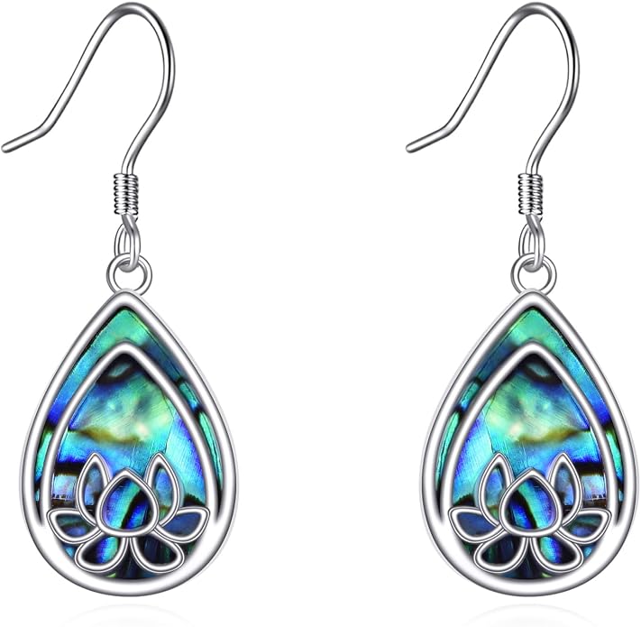 TIGER RIDER Abalone Shell 925 Sterling Silver Dangle Earrings Lightweight Filigree Dangle Drop Earrings for Women