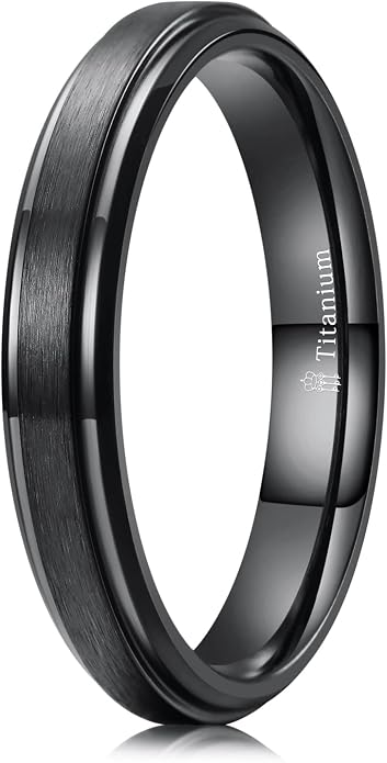 THREE KEYS JEWELRY 2mm 4mm 6mm 8mm Titanium Wedding Band for Men Women, Classic Domed & Step Edge High Polished Comfort Fit Anniversary Ring, Size 4-15